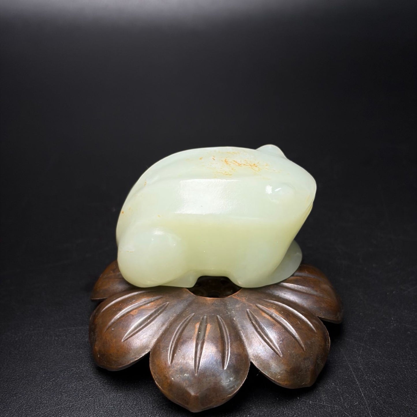 Certified Natural Hetian Jade Hand-carved Exquisite Golden Toad Statues 31342
