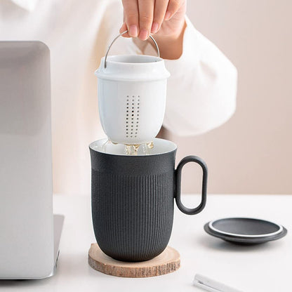 280ml Ceramic Tea Water Separate Tea Cup Tea Filter Mug Kung Fu Tea Set