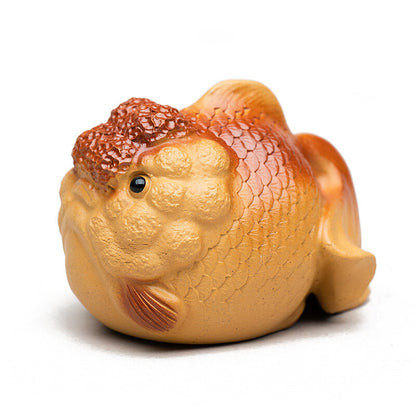Creative Tea Pet Handmade Arowana Carved Tea Play Yixing Zisha Duan Clay “鸿运当头”