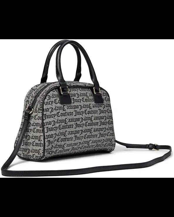 NEW Juicy Couture Bestseller Fashionista Bowler Satchel Black & Beige Bag Gift