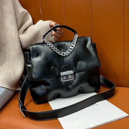 Retro Women's Shoulder Padded Bag Luxury Handbags Shopper Square Bags Polyester