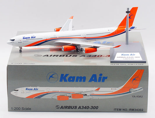1:200 32CM Retro Models Kam Air AIRBUS A340-300 Aeroplane Diecast Aircraft Model
