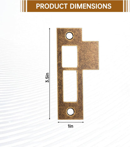 2 Pcs Antique Brass Door Strike Plate Latch with Screws Solid Brass Replacement
