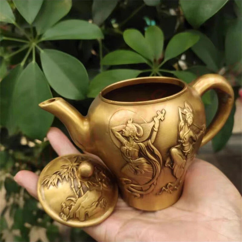 Brass Flying Fairy Tea Pot Wine Pot Exquisite Home Furnishings Decorations