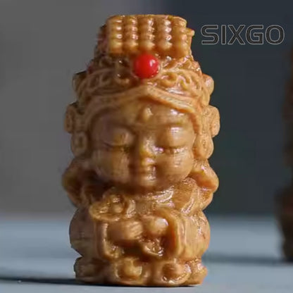 2.3cm Mazu Wood Carving Pendant Ornaments Buddha Bead Necklace Pendant