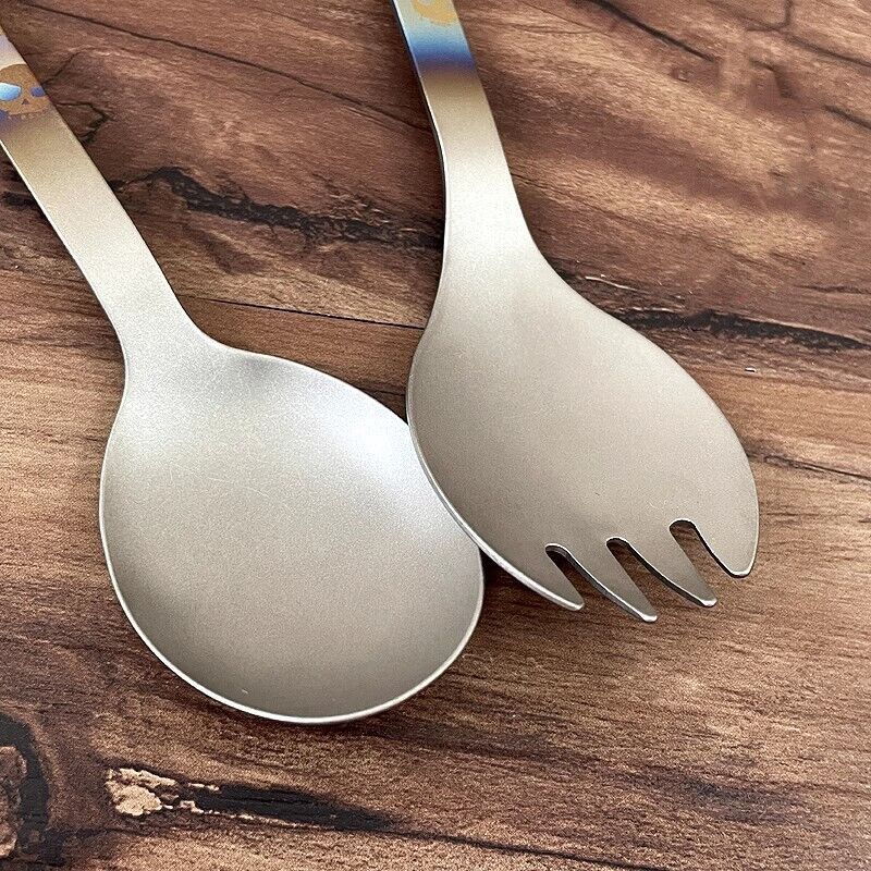 TA1 Pure Titanium Korean Long Handle Dinner Spoon+Fork Soup Coffee Spoon Cutlery