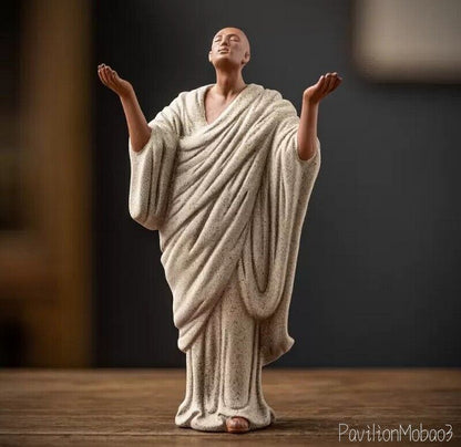 Chinese Zi Sha Clay Heavenward Monk Statue Buddha Buddhism Zen Standing Figure
