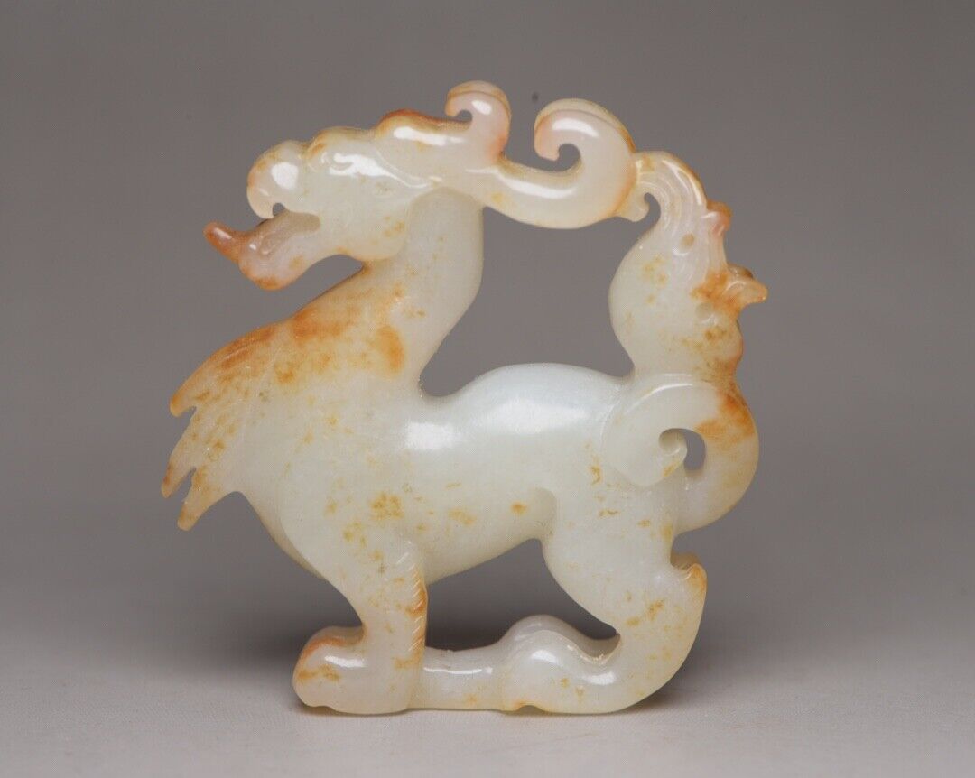 Collection Chinese Hetian Jade Carved Beast Statue Exquisite Unique Figurine Art