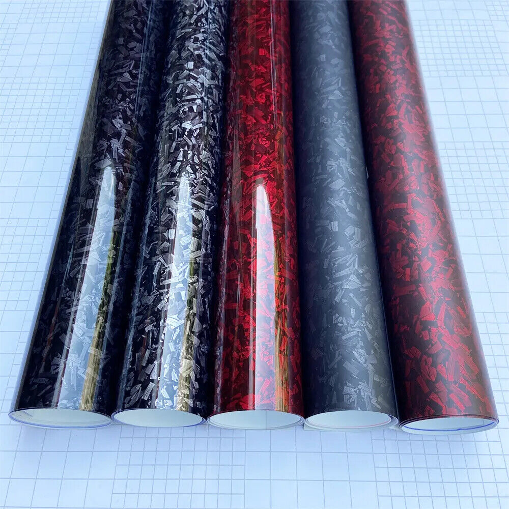 Car Stickers PET Forged Carbon Fiber Vinyl Silver Black Red Roll Adhesive Decals