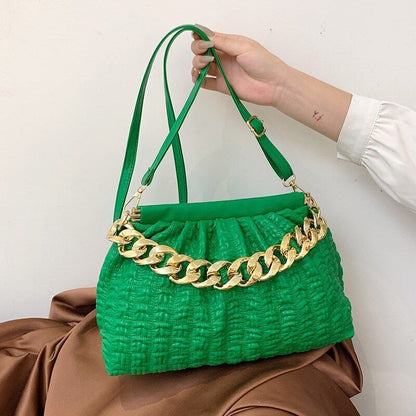 Luxury Acrylic Thick Chain Handbag Purse Shoulder Bag Clip Shell Evening Clutche
