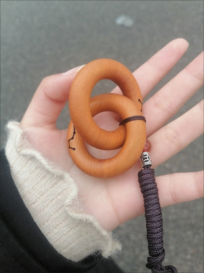 Thunderstruck Jujube Wood Qiankun Circle Pendant Hand-Carved No Splice Amulet