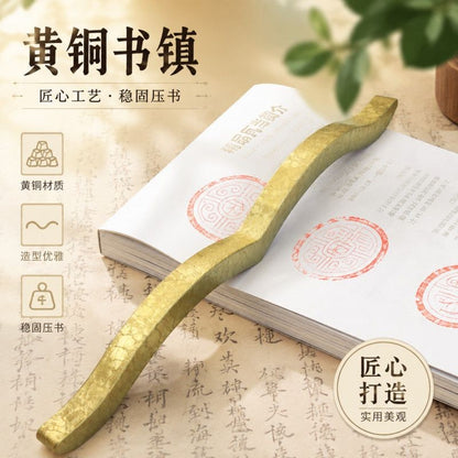 Solid Brass Chinese Paperweight Calligraphy Book Weight Desk Decor 270g