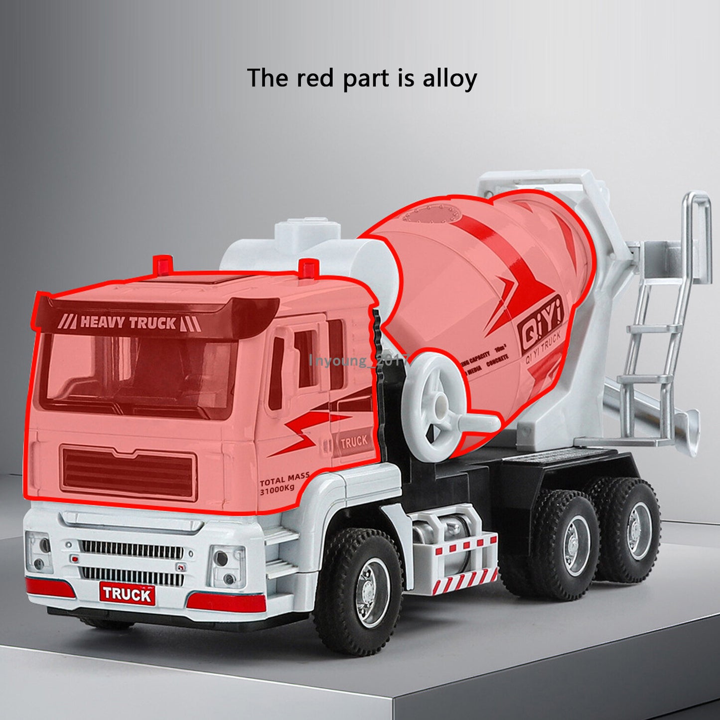 1/40 Cement Mixer Toy Truck Model Construction Equipment Diecast Boys Toys White