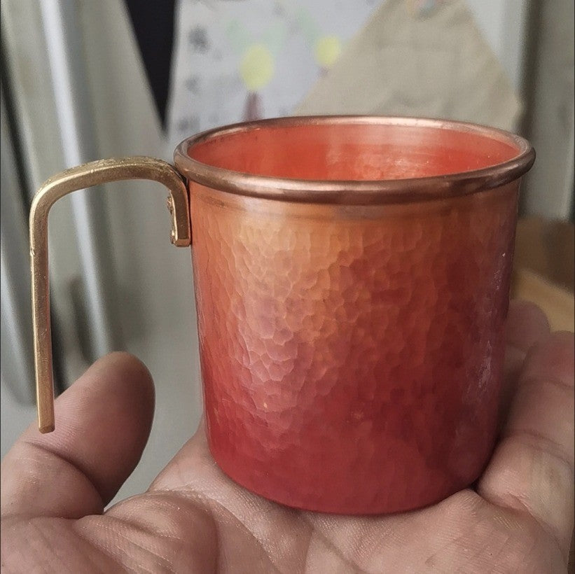 150ml Retro Red Copper Mug Handmade Hammered Fire Oxidation Coffee Tea Cup