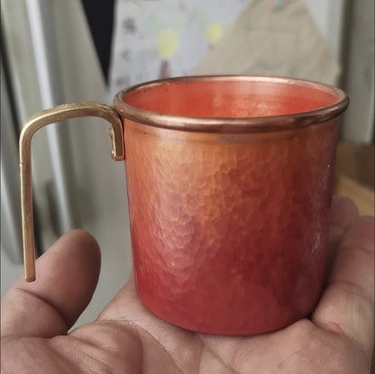 150ml Retro Red Copper Mug Handmade Hammered Fire Oxidation Coffee Tea Cup
