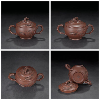 Chinese Yixing Zisha Clay Handmade Exquisite Teapot （松鼠葡萄十件套 底款：景舟制陶）