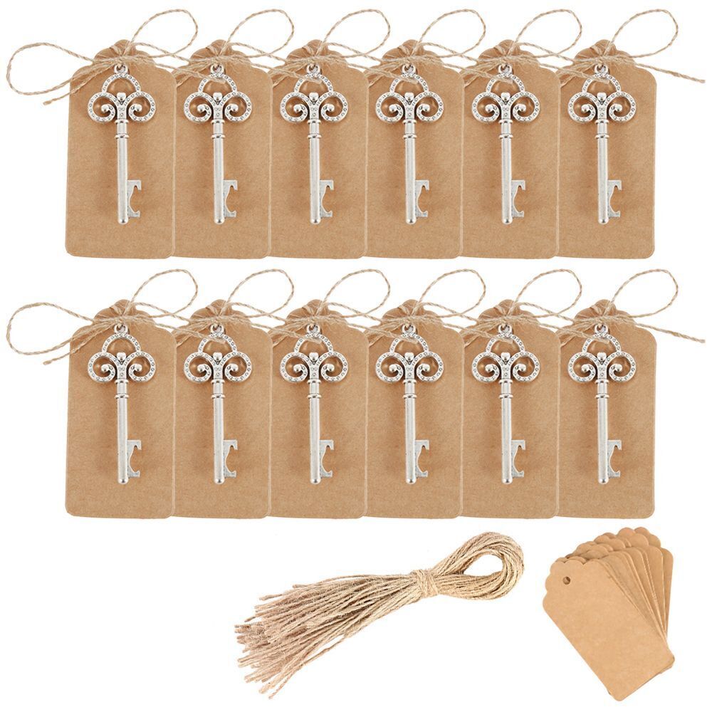Key Bottle Opener Keychain 50Pcs Metal Kraft Wine Beer Wedding Favors Gift 6.8cm