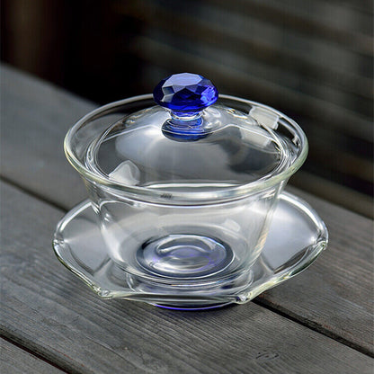 glass gaiwan Chinese cup bowl set handmade tureen kungfu tea brewer covered bowl
