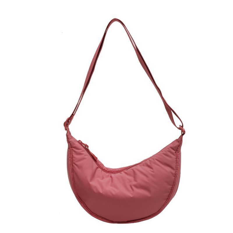 Nylon Shoulder Bags Solid Color Crossbody Bag Half Moon Canvas Messenger Pouch