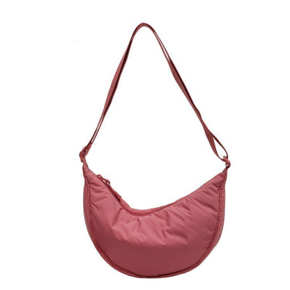 Nylon Shoulder Bags Solid Color Crossbody Bag Half Moon Canvas Messenger Pouch