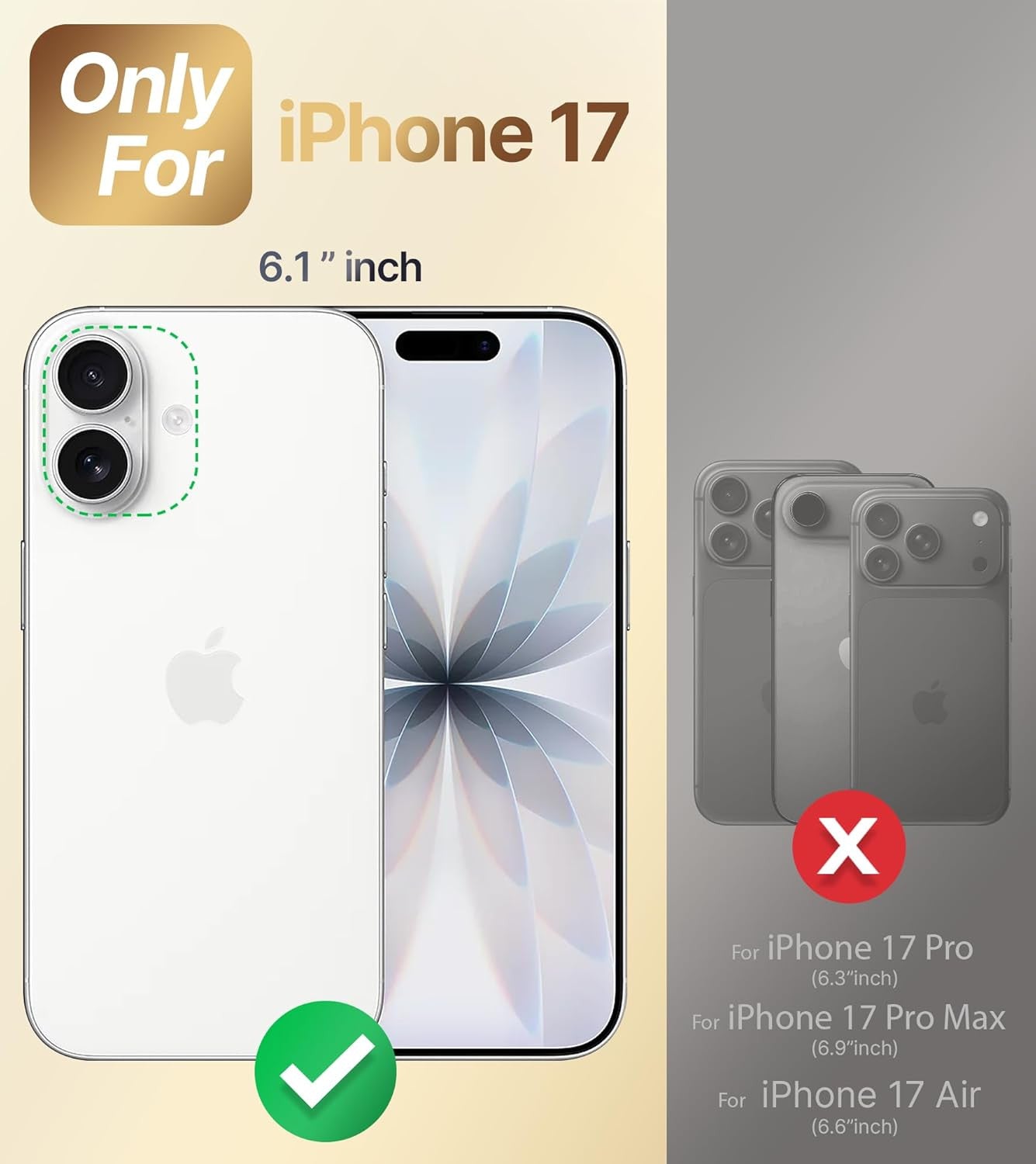 for Iphone 17 Case with Stand, Phone Case Clear with Double Ring Holder [Adjusta