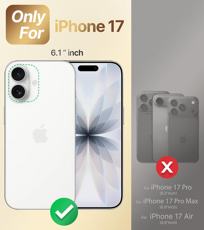 for Iphone 17 Case with Stand, Phone Case Clear with Double Ring Holder [Adjusta