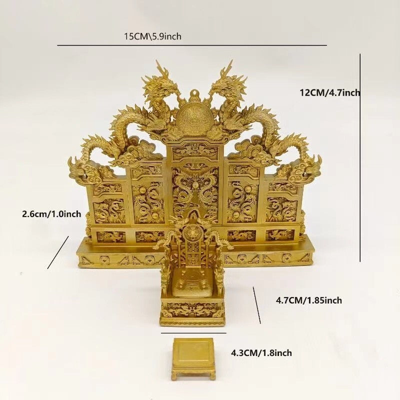 Chinese Emperor Dragon Throne Statue Screen Chair Pedal Display Model
