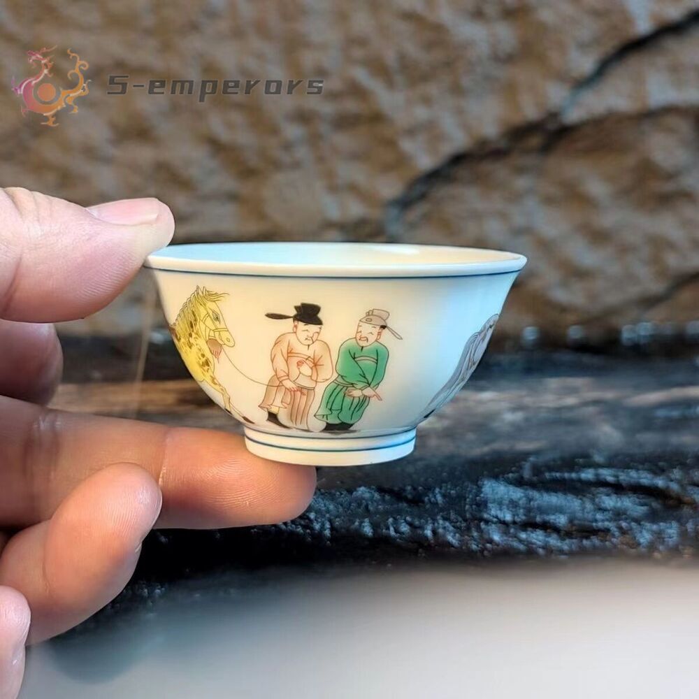vintage chinese jingdezhen doucai tea cup: scholar 2