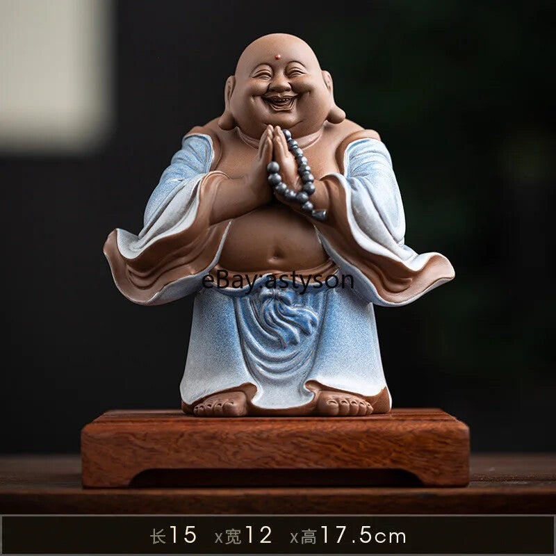 Chinese Style Maitreya Buddha Ceramics Attract Wealth Buddha Statue Decor