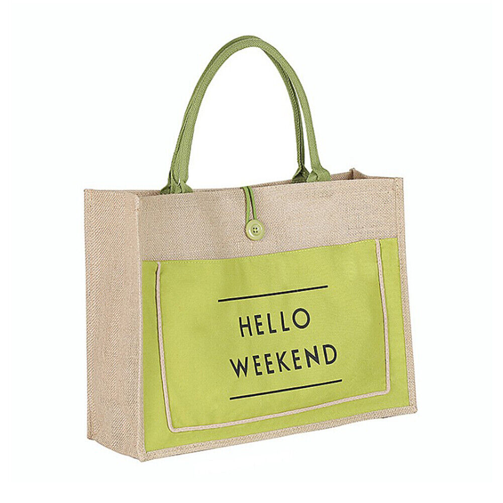 Large Shopping Bag Women Linen Capacity Casual Beach Big Tote Shoulder Handbag
