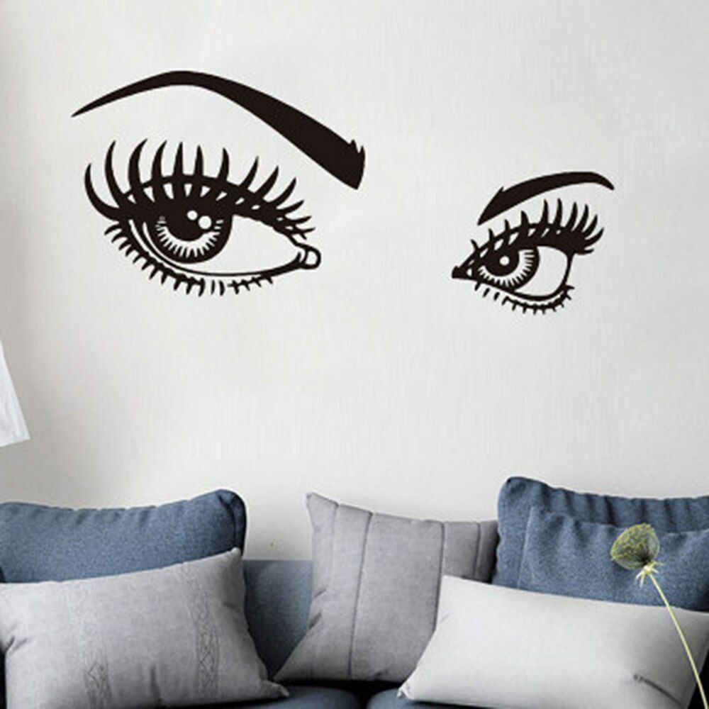 Wall Stickers Vinyl Eyelashes Decals Girls Bedroom Eyebrows Store Beauty Decor