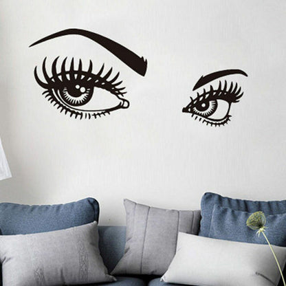 Wall Stickers Vinyl Eyelashes Decals Girls Bedroom Eyebrows Store Beauty Decor