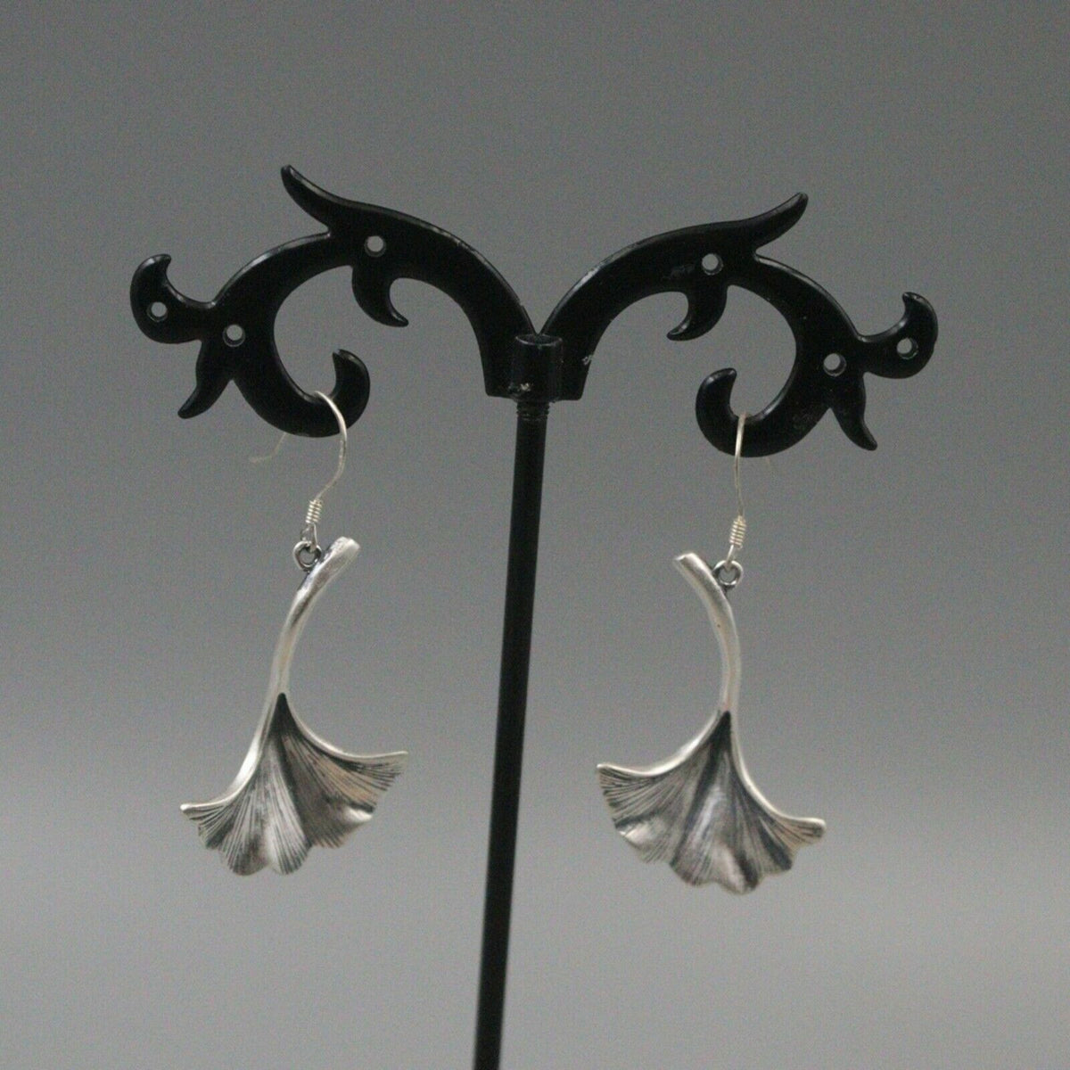 Pure S925 Sterling Silver Earrings Women Lucky Ginkgo Leaf Dangle Earrings Gift