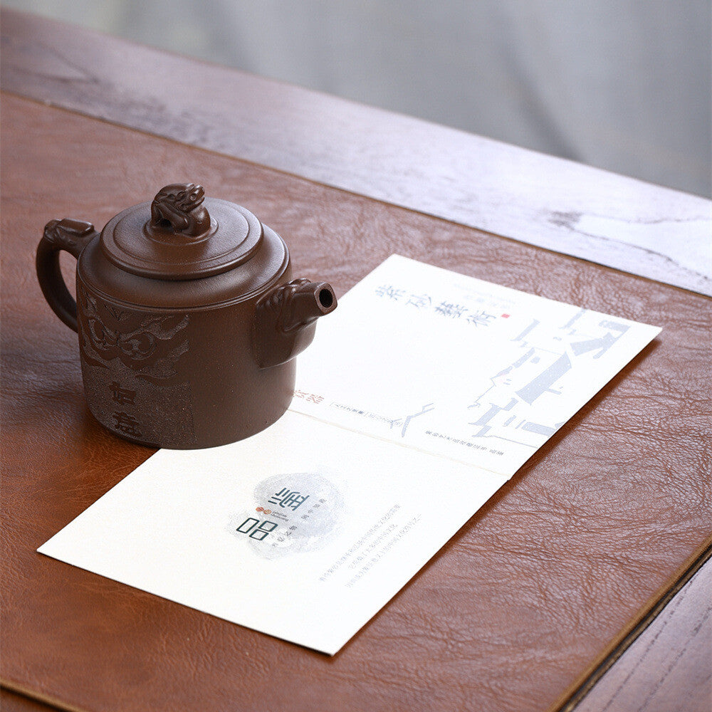 Chinese Character Carved Tea Pot Real Yixing Zisha Purple Grit Clay Pot Marked