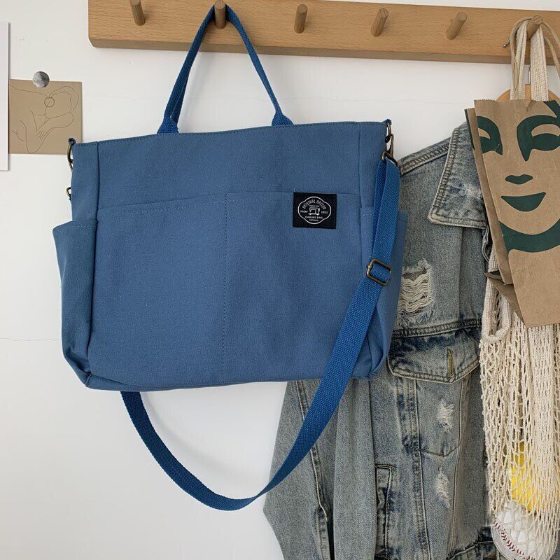 Women's Bags Cotton Canvas Shoulder Bag Crossbody Handbag Zipper Tote Pocket
