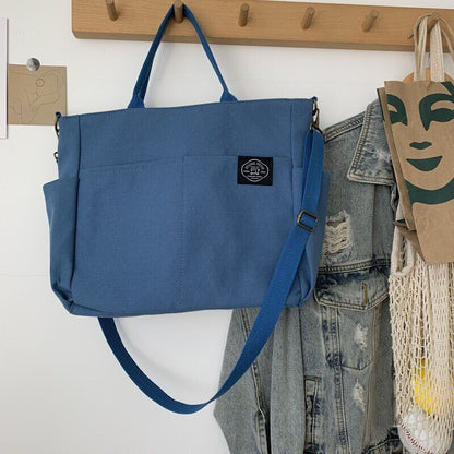 Women's Bags Cotton Canvas Shoulder Bag Crossbody Handbag Zipper Tote Pocket