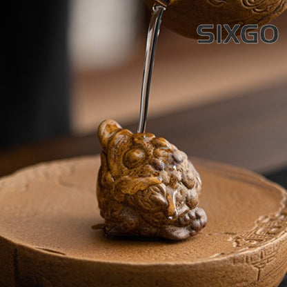 Coarse Pottery Tea Pet Creative Golden Toad Tea Tray Ornament Tea Ceremony