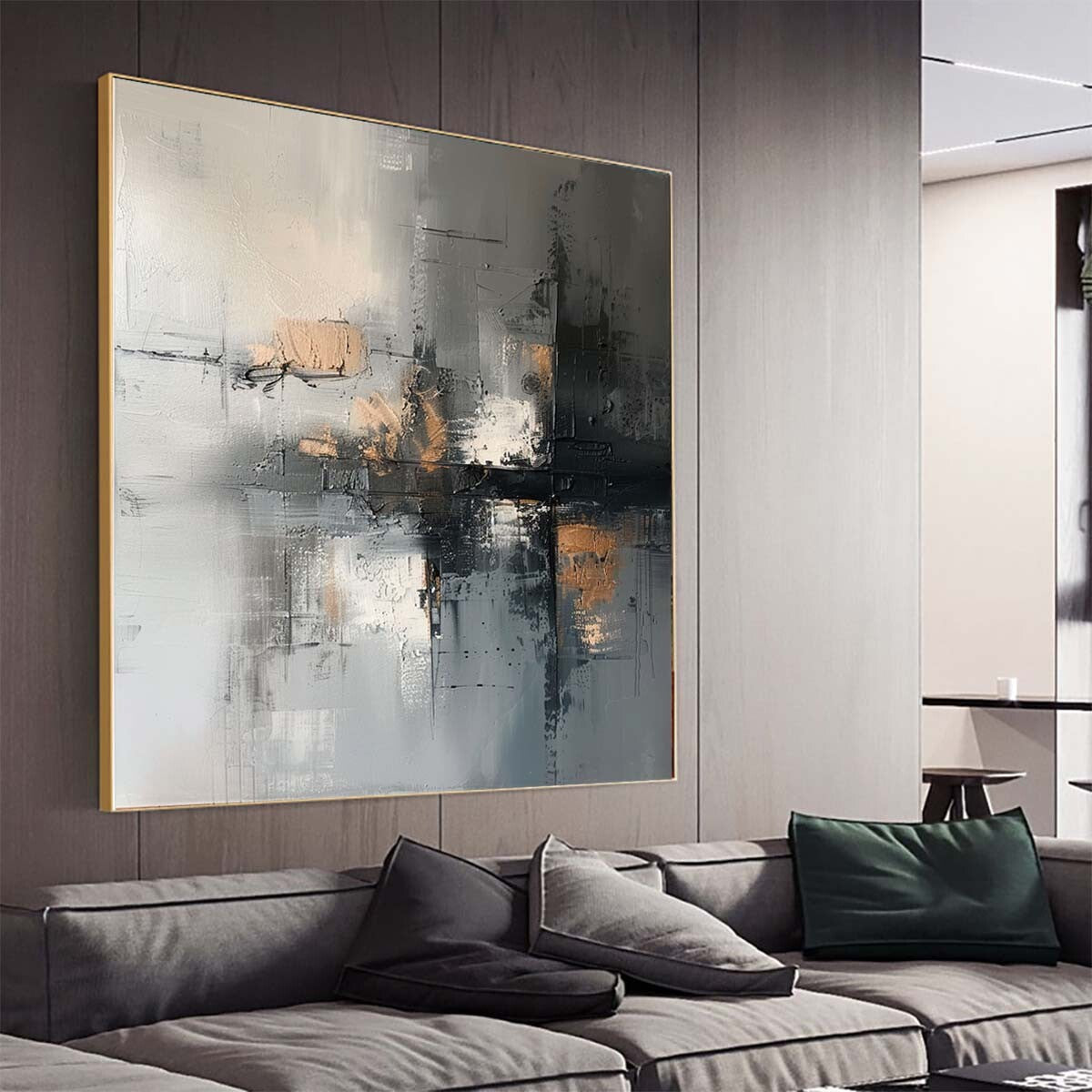 grey Hand Painted Abstract Painting Texture Acrylic Modern Art Oil Painting