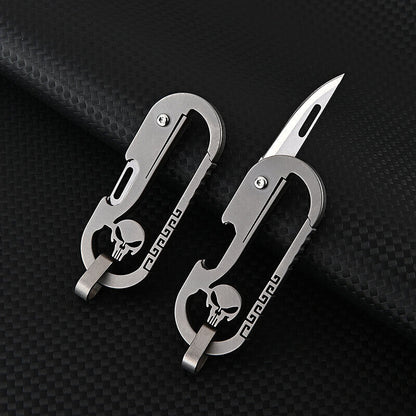 Titanium Key Chain Carabiner Bottle Opener Foldable Knife Outdoor EDC Multi Tool