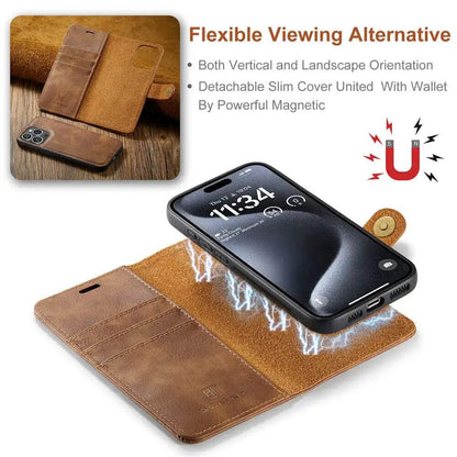 Detachable Magnetic Leather Phone Case – Wallet Kickstand Cover