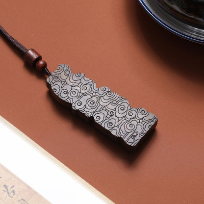 Indonesia Dala dry Agarwood Hand-carved Cloud lotus Kwan-yin Statue Pendant
