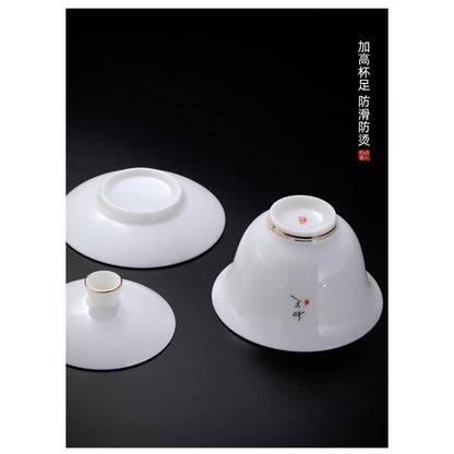 Jade Ceramics Gaiwan Tea Set 165ml 6oz Porcelain Heat-resistant Kungfu Tea Set