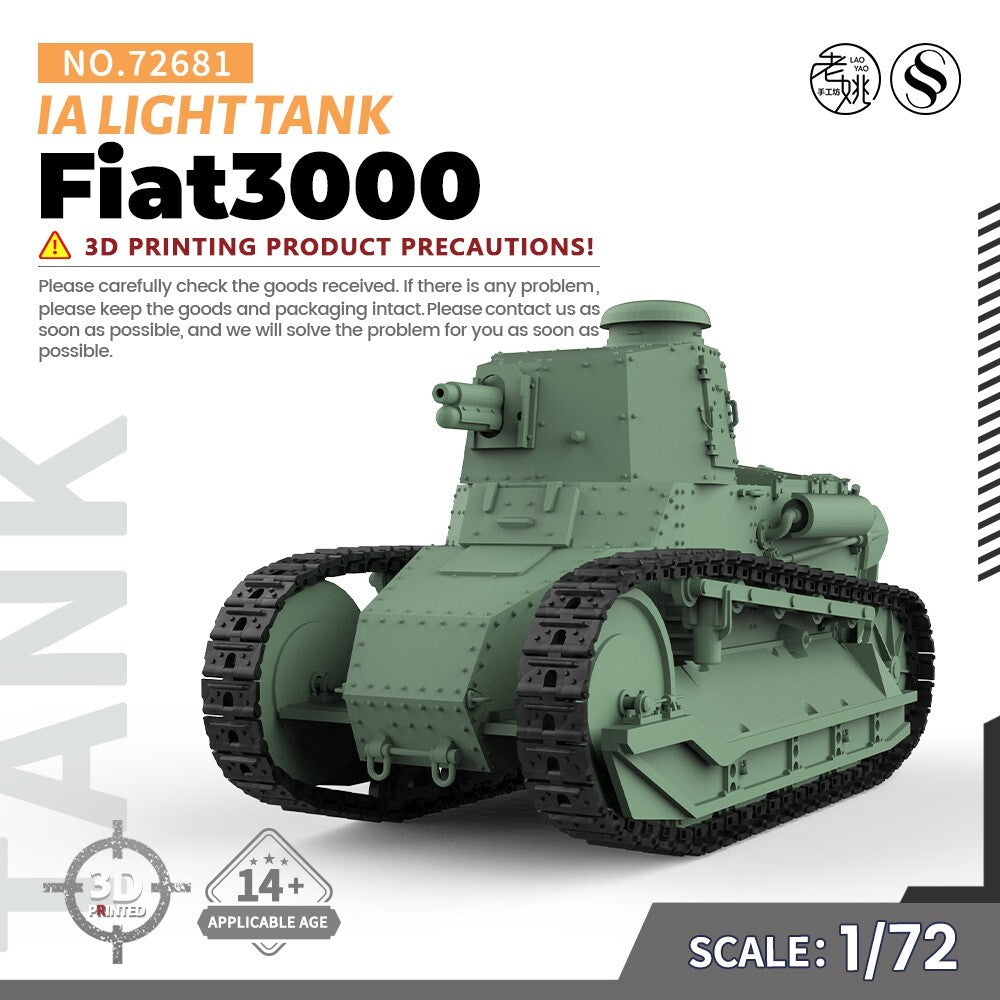 SSMODEL SS72681 1/72 25mm Military Model Kit IA Fiat3000 Light Tank