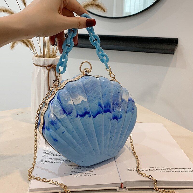 Chain Shell Bag Portable Small Bag Printed Shoulder Messenger Bag 20*6*17 CM 1PC