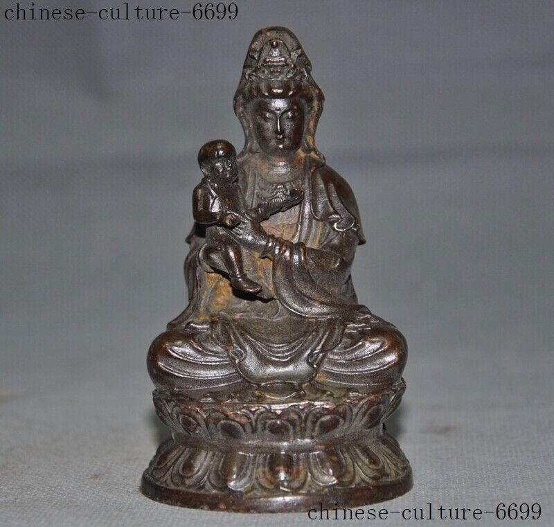 Old Chinese Buddhism bronze Kwan-Yin Guanyin Bodhisattva goddess Buddha statue