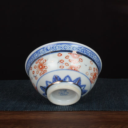 3.3" Collection Chinese Jingdezhen Blue-and-white Porcelain Gild Red Glaze Cup