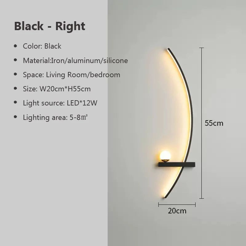 LED Wall Lamps Modern Black Gold Interior Nordic Art TV Home Decor Sconce Lights