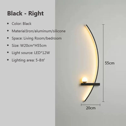 LED Wall Lamps Modern Black Gold Interior Nordic Art TV Home Decor Sconce Lights
