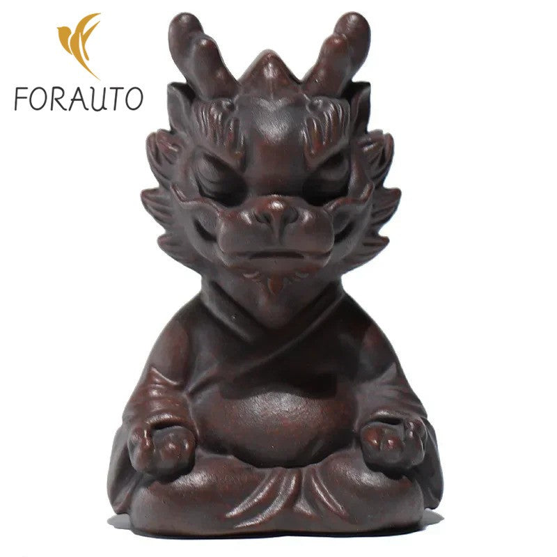 8.3Cm Chinese Purple Clay Tea Pet Dragon Hand Carved Lucky Ornament -