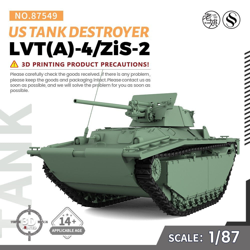 SSMODEL SS87549 1/87 25mm Military Model Kit US LVT(A)-4/ZiS-2 Tank Destroyer